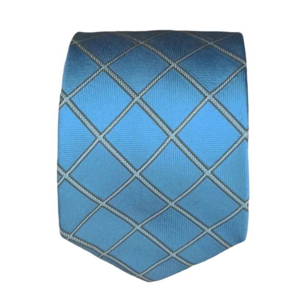 GIANFRANCO FERRE Blue Plaid Silk Tie ITALY 60"/ 3.7" EC - Picture 1 of 7